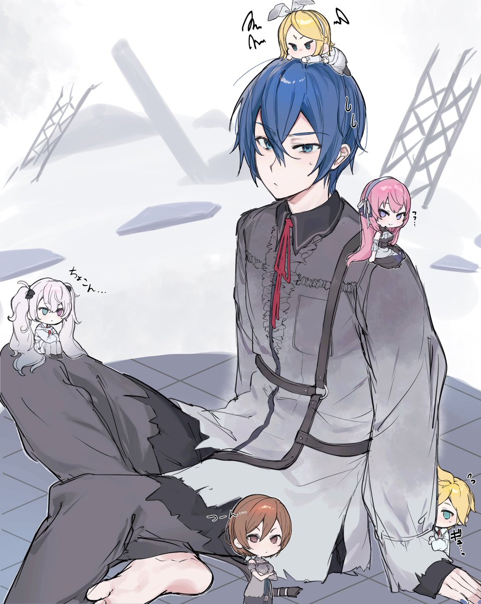 aaaaau_2025's tweet photo. ちびっこに囲まれるニゴカイ

 #prsk_FA  #KAITO https://t.co/RkD2q5vRWi