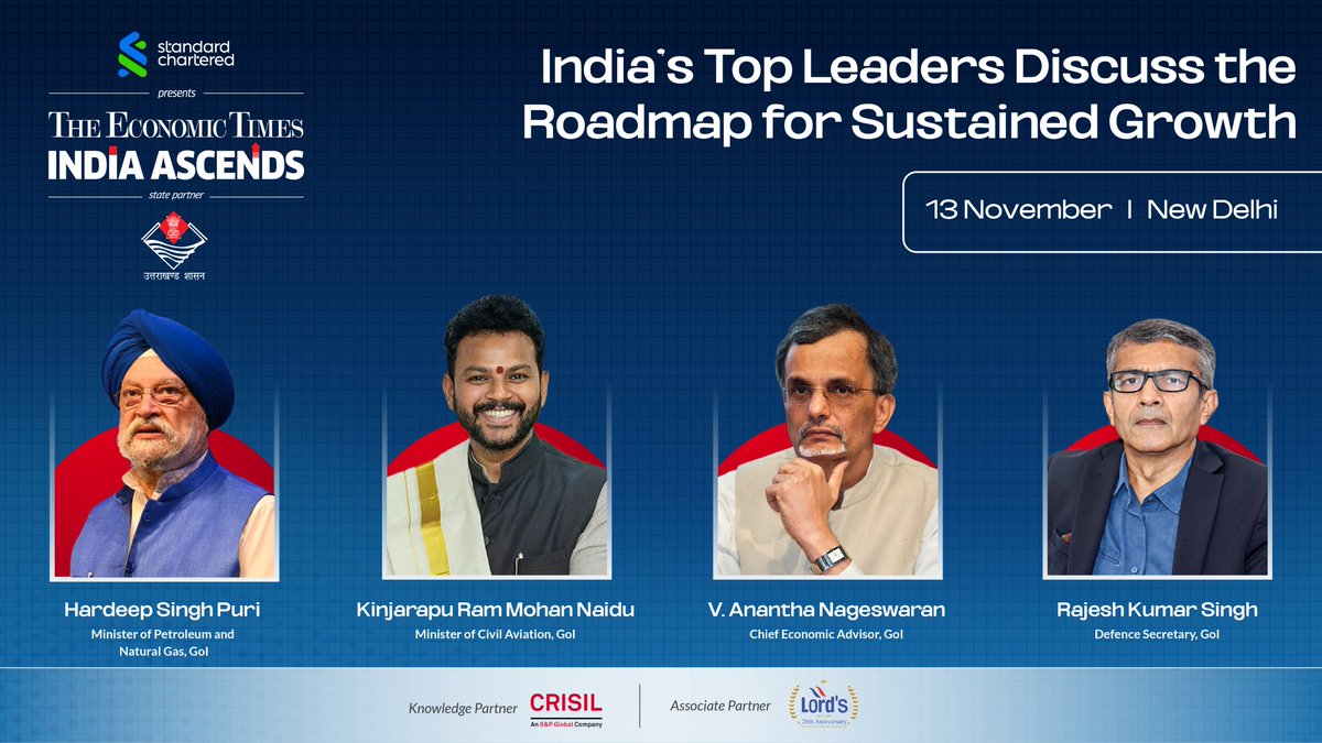 In the spotlight: Dynamic leaders shaping #India’s #growth trajectory, share their unique  perspectives on the path to #economic #progress.

Don’t miss the opportunity to hear from them at #ETIndiaAscends

When: 13 November, 2 PM onwards

Register now to watch live!