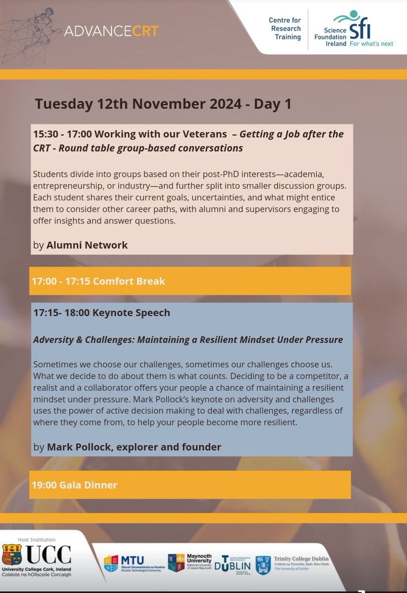 D.Desmond (@deirdre_desmond) on Twitter photo Looking forward to <a href="/Researchirel/">Research Ireland</a> <a href="/AdvanceCrt/">@Advance_CRT</a> 2nd Cohort celebrations with keynote by <a href="/markpollock/">Mark Pollock</a>
#Research #connections #connectivity #Resilience Looking forward to <a href="/Researchirel/">Research Ireland</a> <a href="/AdvanceCrt/">@Advance_CRT</a> 2nd Cohort celebrations with keynote by <a href="/markpollock/">Mark Pollock</a>
#Research #connections #connectivity #Resilience