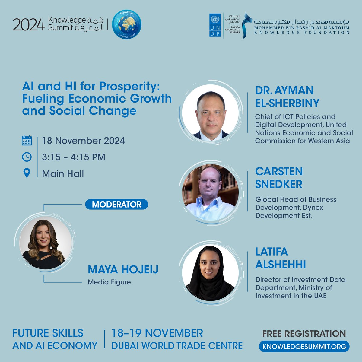 KnowSummit's tweet image. Explore the powerful combination of #HumanIntelligence (HI) and #AI in driving prosperity. Join the panel discussion &quot;AI and HI for Prosperity: Fueling Economic Growth and Social Change&quot; and gain valuable insights into how this synergy can shape a better future. Don&apos;t miss out…