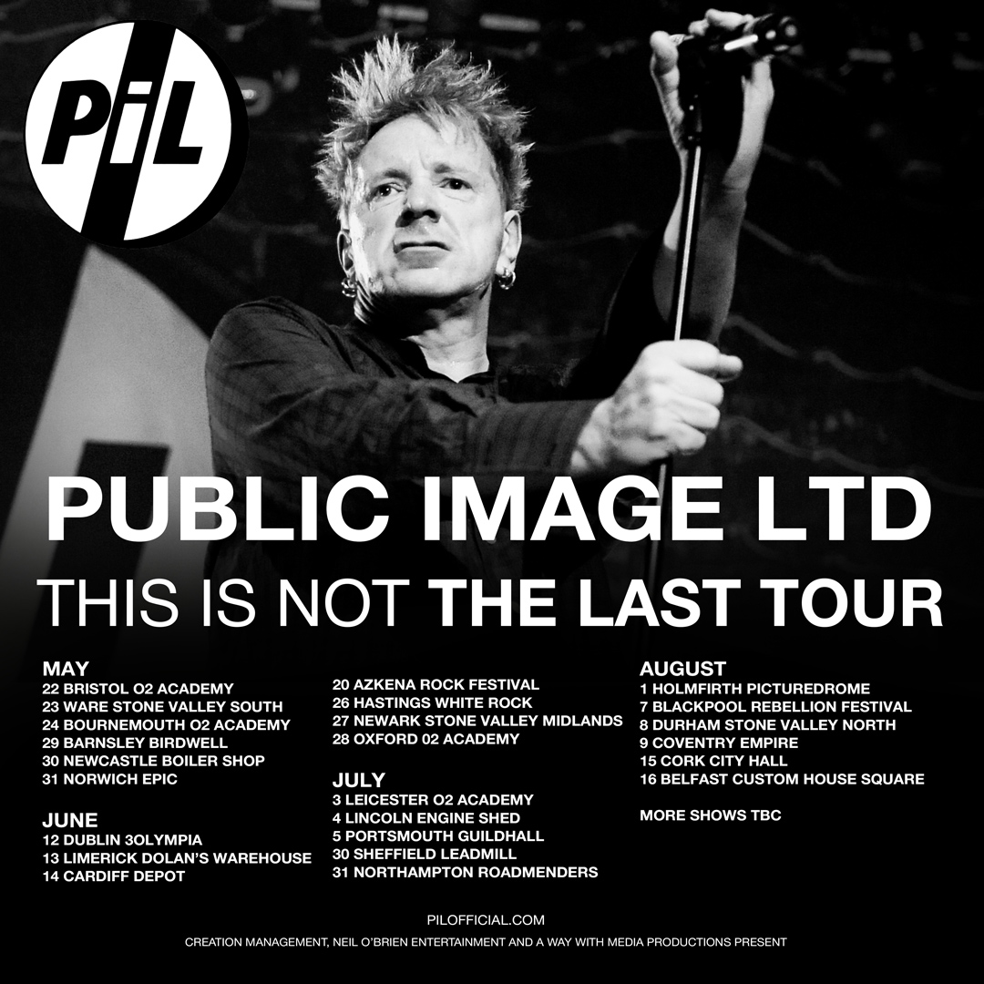 PiL has announced a major tour of the UK and Ireland for summer 2025. See pilofficial.com for confirmed dates, with more shows TBA.

Tickets go on general sale at 10am this Friday 15th November.