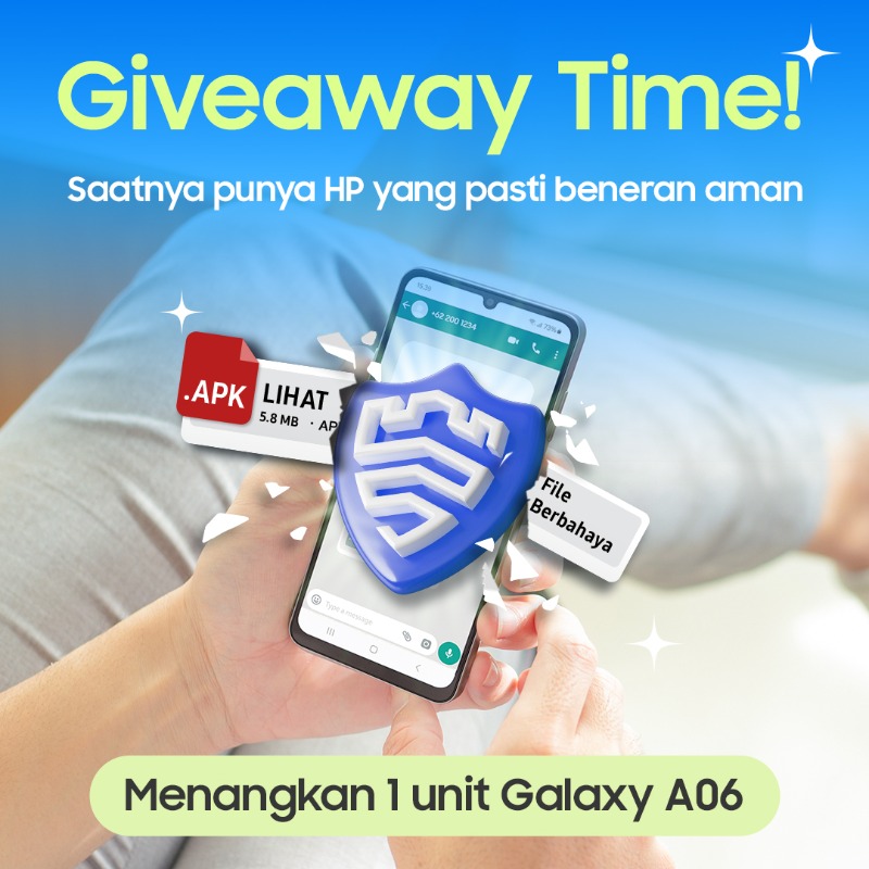 samsungID's tweet photo. ✨Dapetin 1 unit Galaxy A06 yang dilindungi Samsung Knox Vault!🛡️🔒

Yuk, ikutan reply dengan “Mau punya #GalaxyA06 yang #PastiBeneranAman buat [JAWABAN KAMU] jadi bikin #AmandariMalwareAPK”

Reply sebanyak-banyaknya, siapa tau kamu yang beruntung nih📱💬