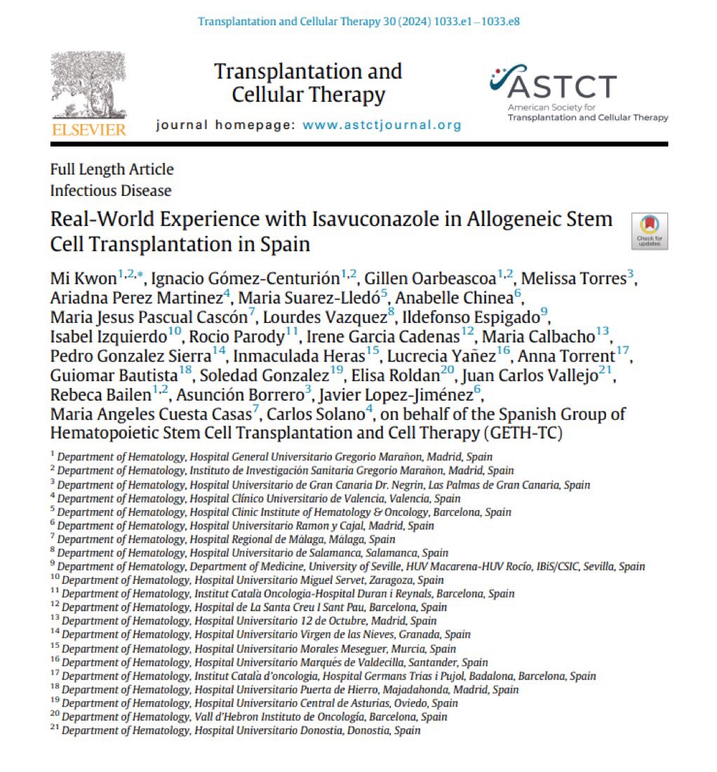 crh_MoralesIMIB's tweet photo. Enhorabuena al Grupo Español de Trasplante de Progenitores Hematopoyeticos @GETH_info por su nueva publicación agrupando los resultados y experiencia de 21 Unidades de Trasplante de hospitales españoles. Muy orgullosos de contribuir a la mejora del cuidado de nuestros pacientes. https://t.co/tYekfE3iaX