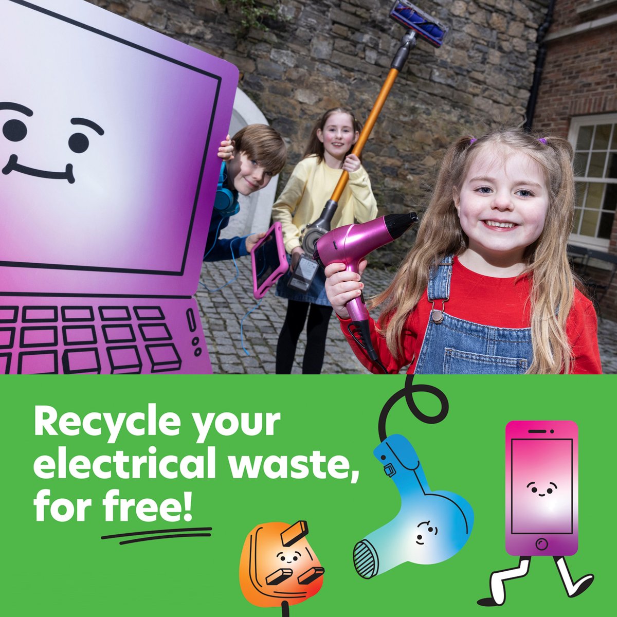 ERP Ireland (@erpireland) on Twitter photo The Recycle your Electrical Waste For Free campaign is a national awareness campaign encouraging Irish households to recycle the old, broken or unused electrical items in their homes. ♻️
The campaign is a joint initiative with the <a href="/Dept_ECC/">Dept. Environment, Climate and Communications</a>, <a href="/MyWasteIreland/">My Waste Ireland</a>, <a href="/ERPIreland/">ERP Ireland</a> and The Recycle your Electrical Waste For Free campaign is a national awareness campaign encouraging Irish households to recycle the old, broken or unused electrical items in their homes. ♻️
The campaign is a joint initiative with the <a href="/Dept_ECC/">Dept. Environment, Climate and Communications</a>, <a href="/MyWasteIreland/">My Waste Ireland</a>, <a href="/ERPIreland/">ERP Ireland</a> and