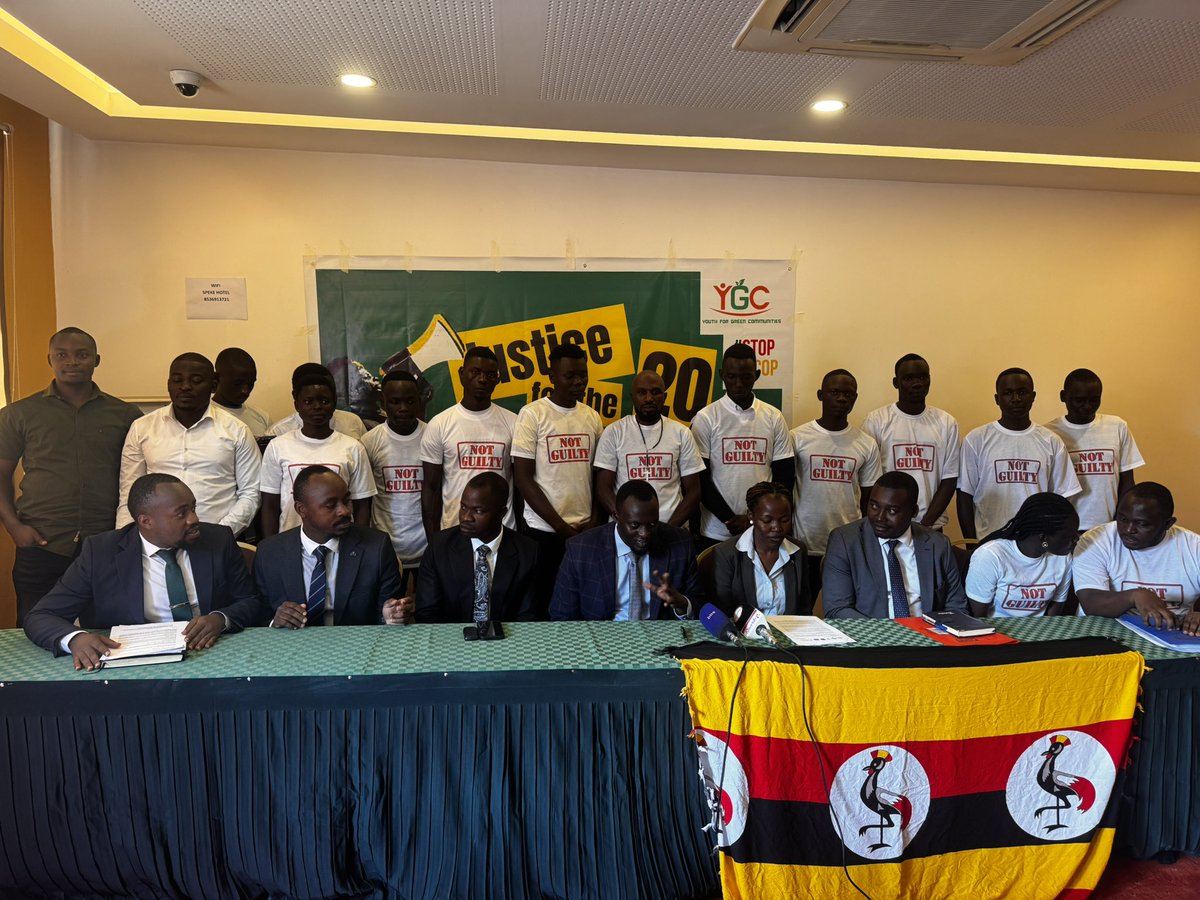 YGCUganda's tweet photo. 🚨 URGENT: Today, Ugandan communities face a crucial moment. 20 bold activists stand trial for defending their rights against @TotalEnergiesUG's devastating oil projects. Their crime? Protecting their future. Stand with them! #StopEACOP #JusticeForThe20 @stopEACOP @foeeurope https://t.co/7JY91PRTPa