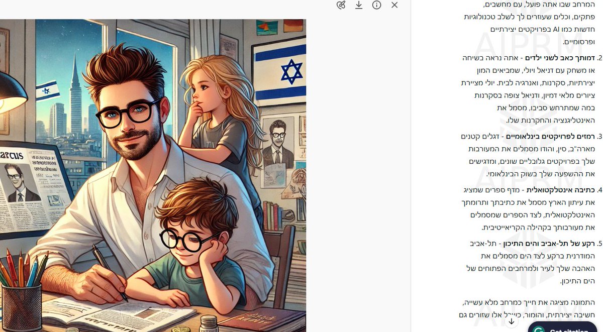 בינה אחת ליום: ביקשתי מצ'אטGPT על סמך מה שהוא יודע עלי לעשות אילוסטרציה של החיים שלי. התוצאה מטרידה. ההסבר לציור מטריד עוד יותר.
נסו גם. הפרומפט:
בהתבסס על מה שאתה יודע עלי, צייר אילוסטרציה של החיים שלי ותסביר מה ציירת