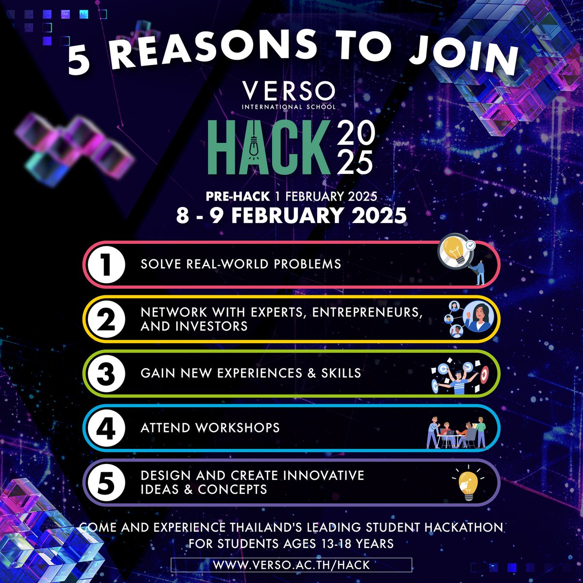 Students ages 13-18 are invited to join VERSO HACK 2025 to unleash your creativity, collaborate, and turn innovative ideas into reality. Tickets go on sale 15 November and you can enjoy the FLASH SALE  on 14 November.
Click hubs.ly/Q02XRG4D0 for details.