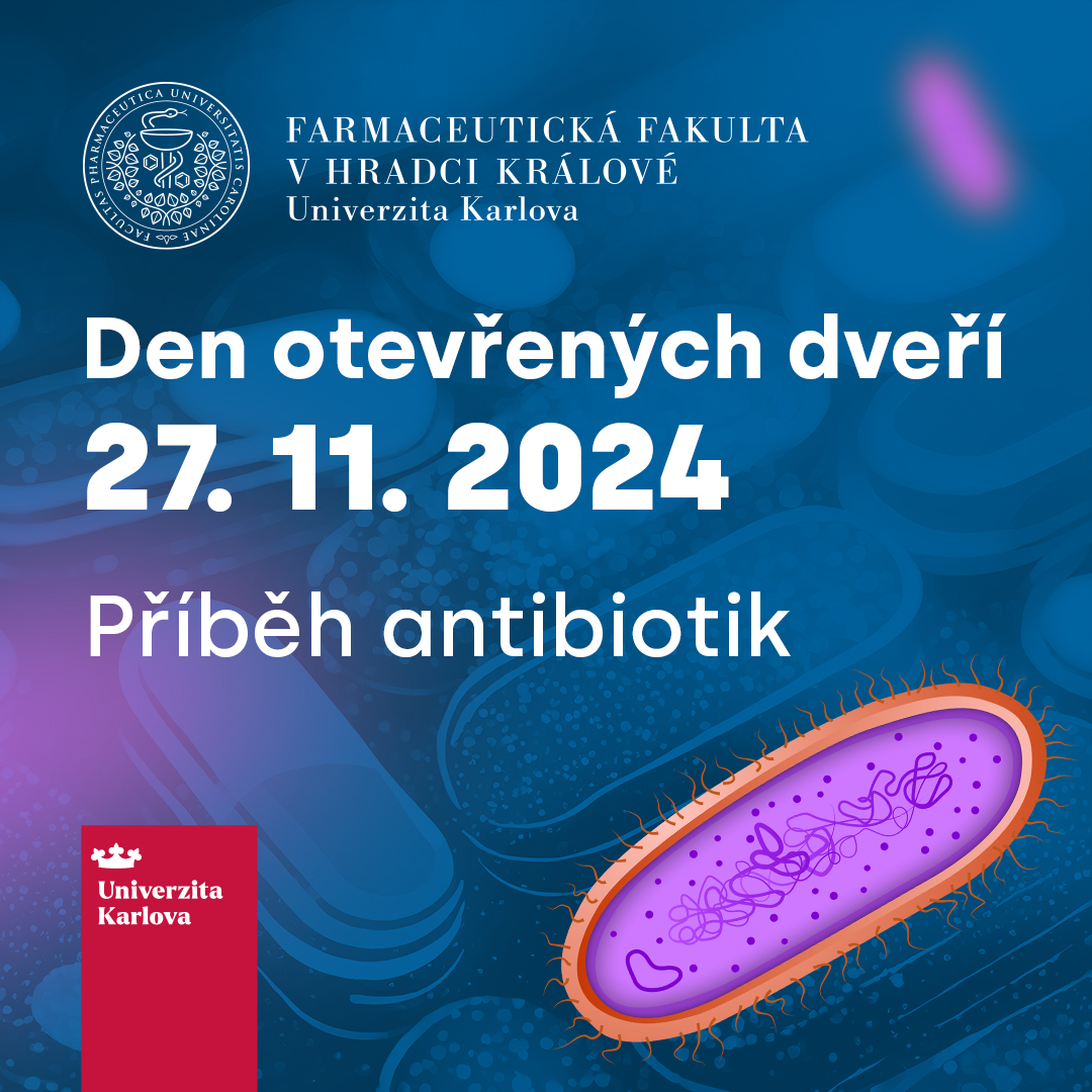 Zveme všechny středoškoláky 27. 11. 2024 na Den otevřených dveří Farmaceutické fakulty Univerzity Karlovy.

Máme připravený zajímavý program „Příběh antibiotik“, jehož součástí bude prohlídka fakulty a praktické ukázky.

Rezervujte si prosím místo na faf.cuni.cz/dny-otevrenych…