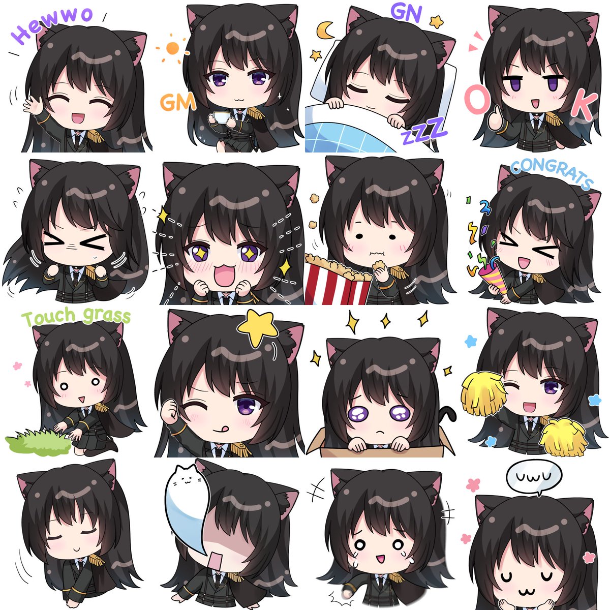 let's have your original character a set of sticker!✨
(commission open) 

💜120 usd in eth
💜you will get 8 stickers of your original character
💜you can decide the poses (no need to be in this example) or let create together! ✨

dm me ✨
thank you 🙇