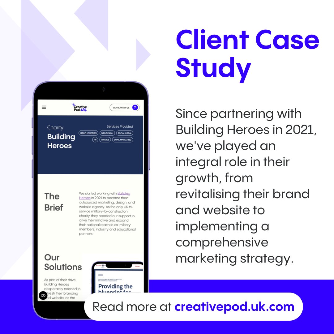 We started working with Building Heroes in 2021 to become their outsourced marketing, design, and website agency. Read more about our work with them here - creativepod.uk.com/work/building-….

If you need our support, get in touch - creativepod.uk.com/contact.