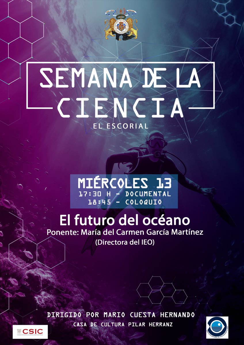 Mario Cuesta Hernando (@mariocuestaher1) on Twitter photo Programación hoy y mañana para el ciclo de Cine de Ciencia y Medioambiente en <a href="/aytoescorial/">Ayuntamiento El Escorial</a>
Hoy: Ciencias Naturales con <a href="/mncn_csic/">Museo Nacional de Ciencias Naturales</a>
Mañana: Oceanografía con <a href="/IEOoceanografia/">Instituto Español de Oceanografía</a>
17:30 proyección
18:45 coloquio con investigadores
Casa de Cultura C/ Sagrado Corazón 5
<a href="/CSICdivulga/">CSIC Divulga</a> Programación hoy y mañana para el ciclo de Cine de Ciencia y Medioambiente en <a href="/aytoescorial/">Ayuntamiento El Escorial</a>
Hoy: Ciencias Naturales con <a href="/mncn_csic/">Museo Nacional de Ciencias Naturales</a>
Mañana: Oceanografía con <a href="/IEOoceanografia/">Instituto Español de Oceanografía</a>
17:30 proyección
18:45 coloquio con investigadores
Casa de Cultura C/ Sagrado Corazón 5
<a href="/CSICdivulga/">CSIC Divulga</a>