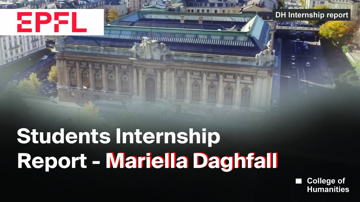 EPFL Digital Humanities (@epfldh) on Twitter photo Our #DH Msc students do an internship during their program
<a href="/epfldh/">EPFL Digital Humanities</a>. Mariella Daghfall her #internship at Musée d'Art et d'Histoire. Watch it here: youtube.com/watch?v=nKZ3U0…. Want to see other reports from our students? Watch here: go.epfl.ch/masterstudents Our #DH Msc students do an internship during their program
<a href="/epfldh/">EPFL Digital Humanities</a>. Mariella Daghfall her #internship at Musée d'Art et d'Histoire. Watch it here: youtube.com/watch?v=nKZ3U0…. Want to see other reports from our students? Watch here: go.epfl.ch/masterstudents