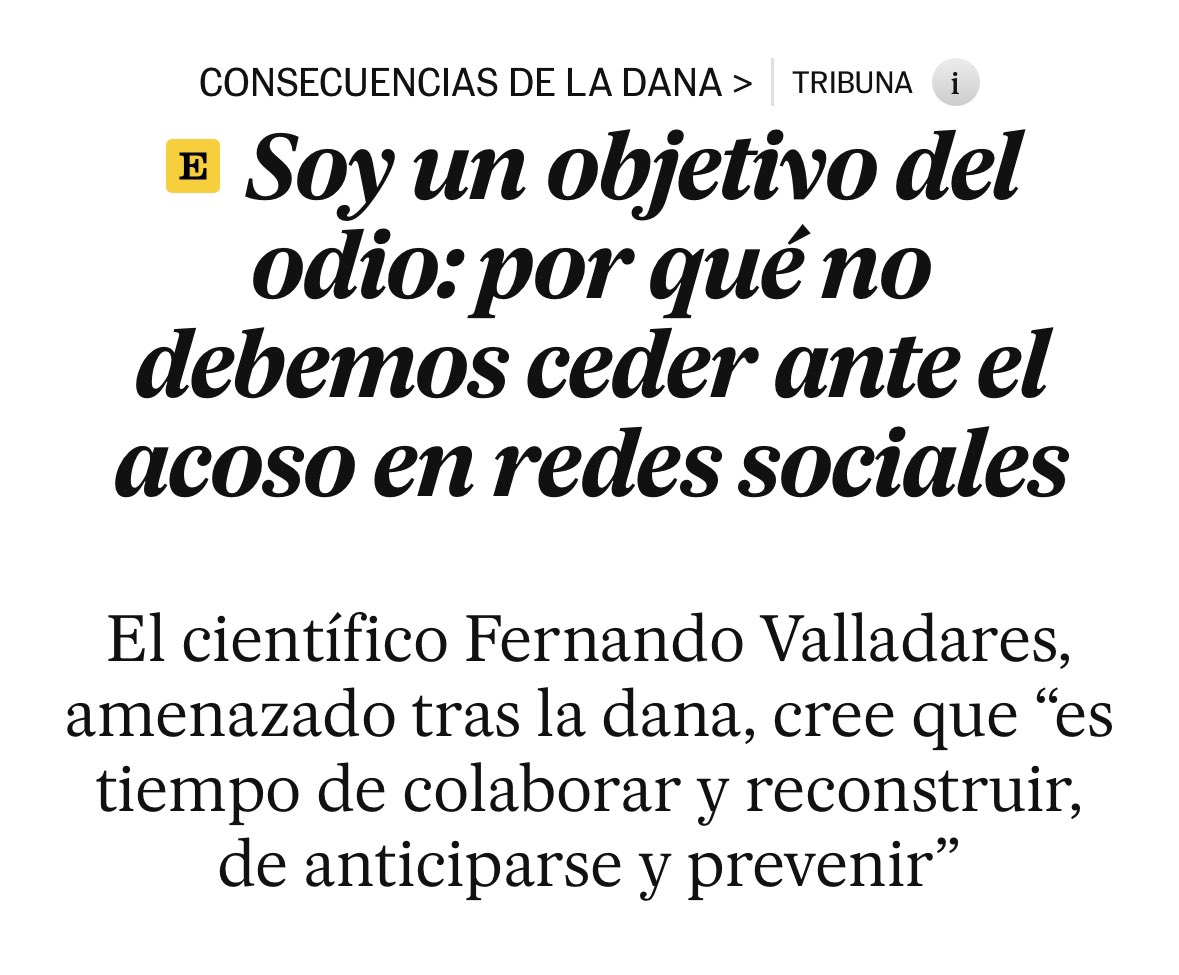 El acoso a científicos y científicas por explicar empíricamente las causas y consecuencias del cambio climático confirma la urgencia de luchar contra el negacionismo.

Todo el apoyo a la comunidad científica que nos guía ante el mayor reto de la himanidad

elpais.com/tecnologia/202…