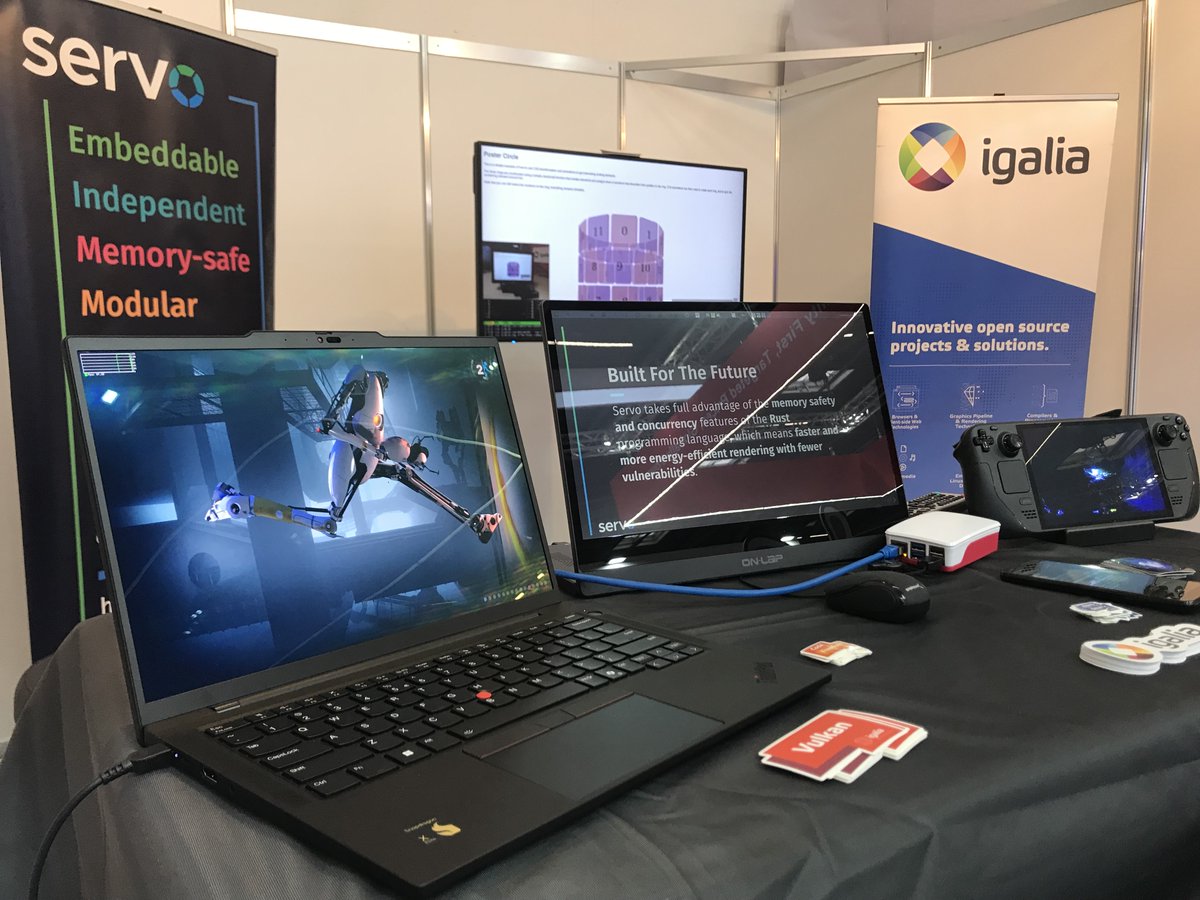 igalia's tweet image. First day of #electronicaFair 2024 in Messe München, Munich. Come meet us in booth B4.120 to talk about our work on #RaspberryPi, @ServoDev, #Mesa3D and @WolvicXR! Floor plan: electronica.de/en/trade-fair/… Full program: electronica.de/en/trade-fair/…