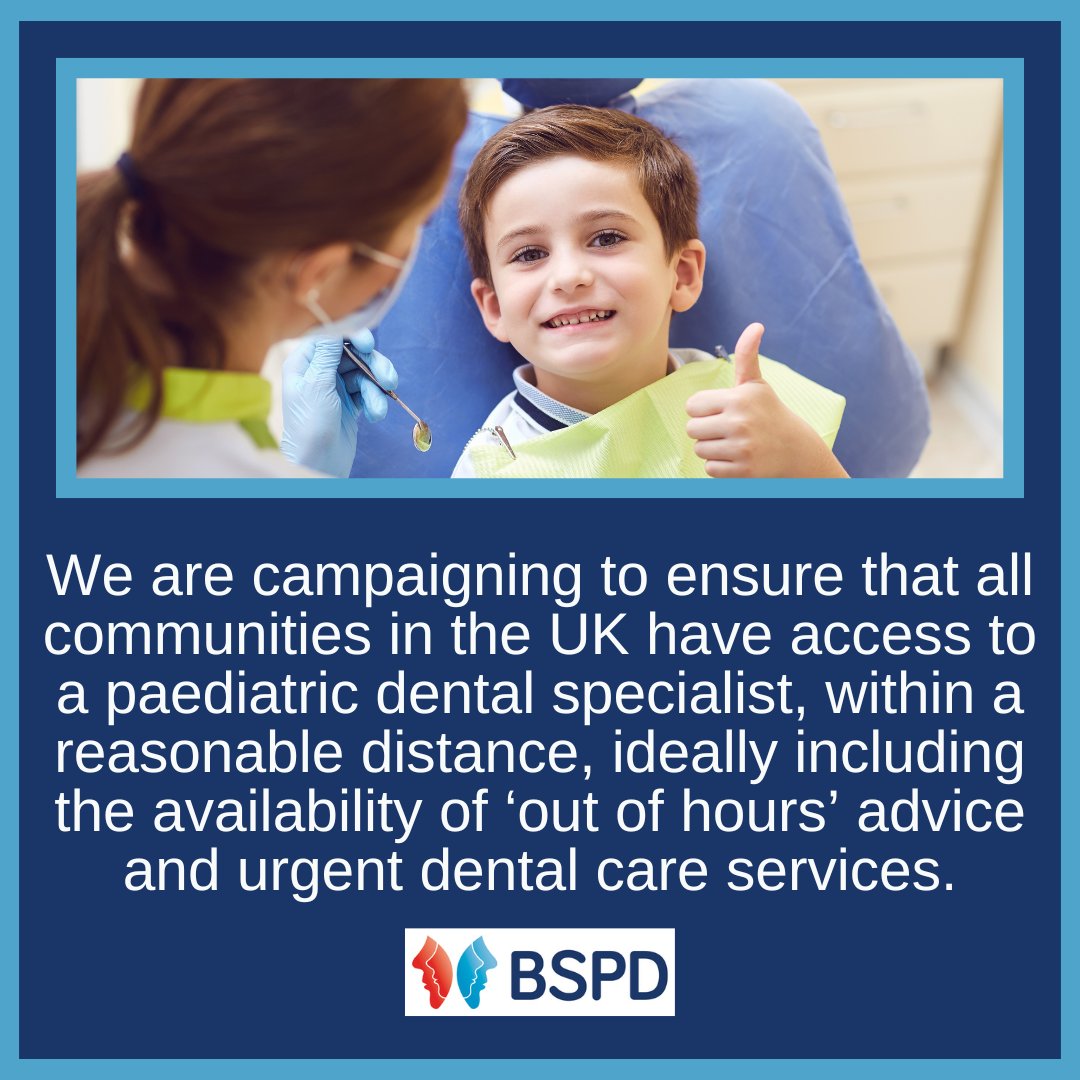 We are campaigning to ensure that all communities in the UK have access to a #paediatric dental specialist, within a reasonable distance, ideally including the availability of ‘out of hours’ advice and urgent dental care services: ow.ly/480Y50TWmQ7 #childoralhealth