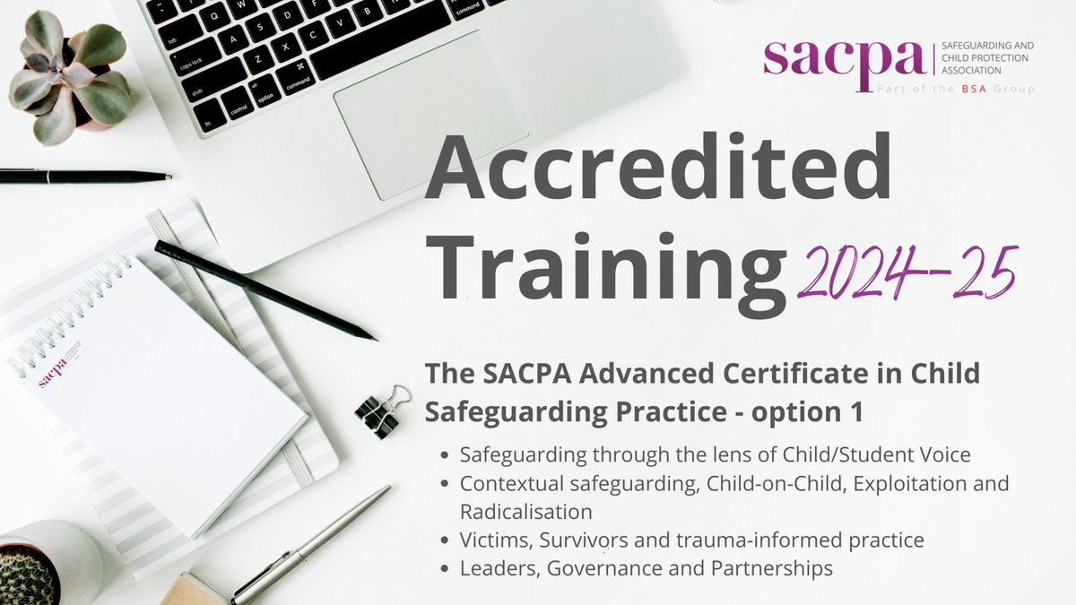 SacpaOrg's tweet photo. Enhance your professional career path in safeguarding at our SACPA Advanced Certificate in Child Safeguarding Practice – option 1. Don't miss out on this chance to expand your knowledge and skills. Book your place today via https://t.co/xlTVTVx7Lb https://t.co/7aliQFLoAp
