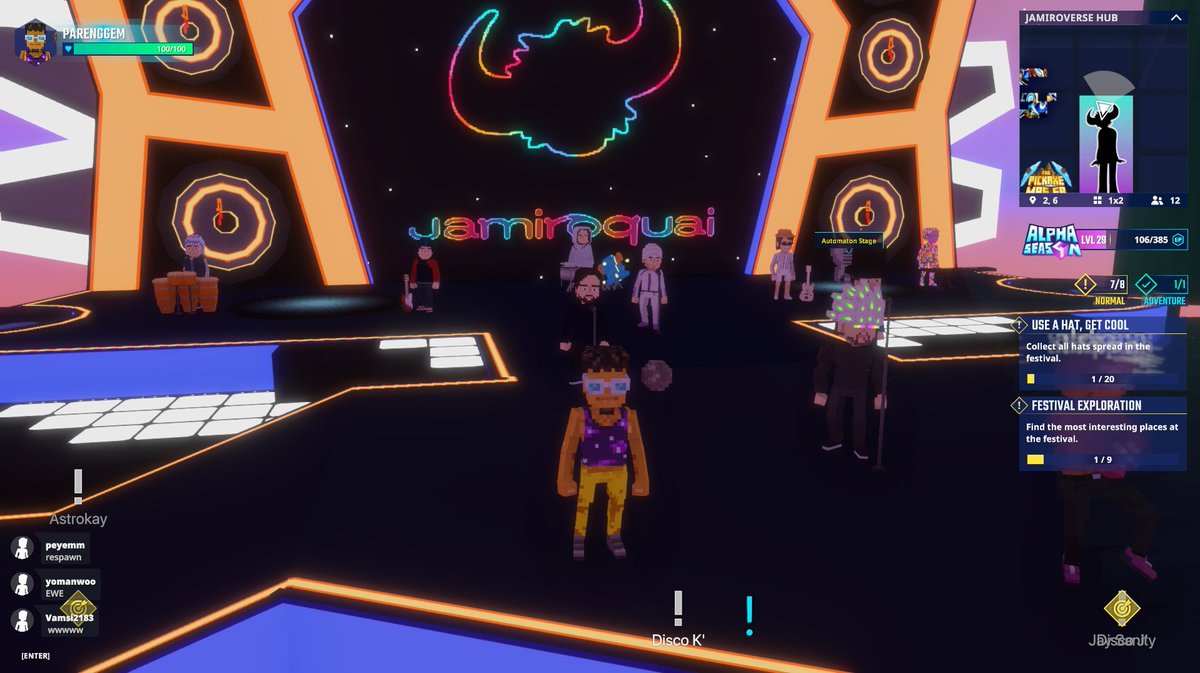 Pareng_Gem's tweet photo. Vibin' out with @JamiroquaiHQ in @TheSandboxGame. Talk about virtual insanity 🤪😵‍💫 @TheSandboxGame https://t.co/NBAjURtLJl #TheSandbox #AlphaSeason4 #AS4SocialChallenge https://t.co/LOKFZo2OVo