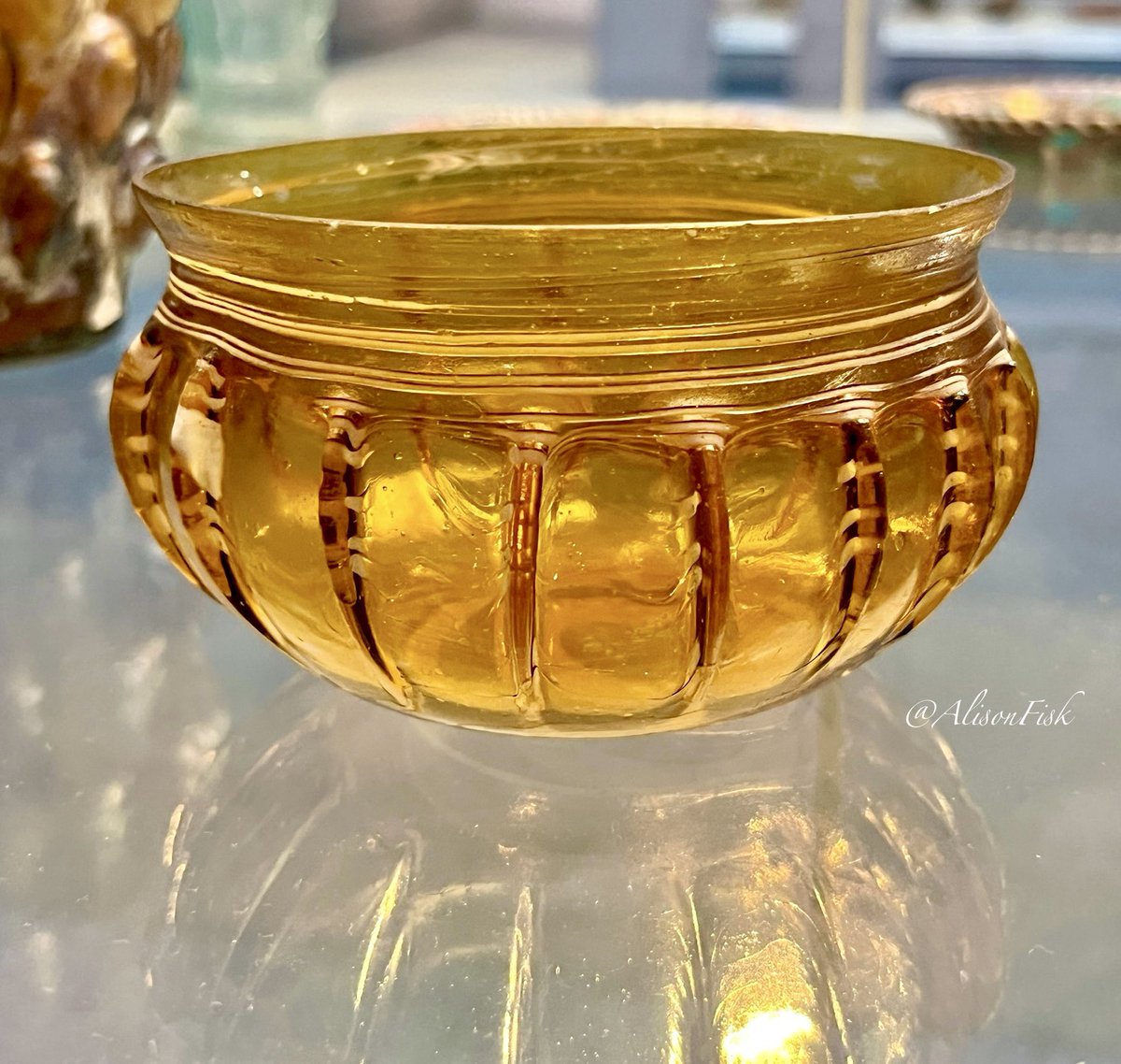 A stunning 2,000 year-old Roman bowl made of translucent amber-coloured glass.

Like a bowl full of sunshine to brighten the day! ☀️ 

British Museum 📷 my own

#Archaeology