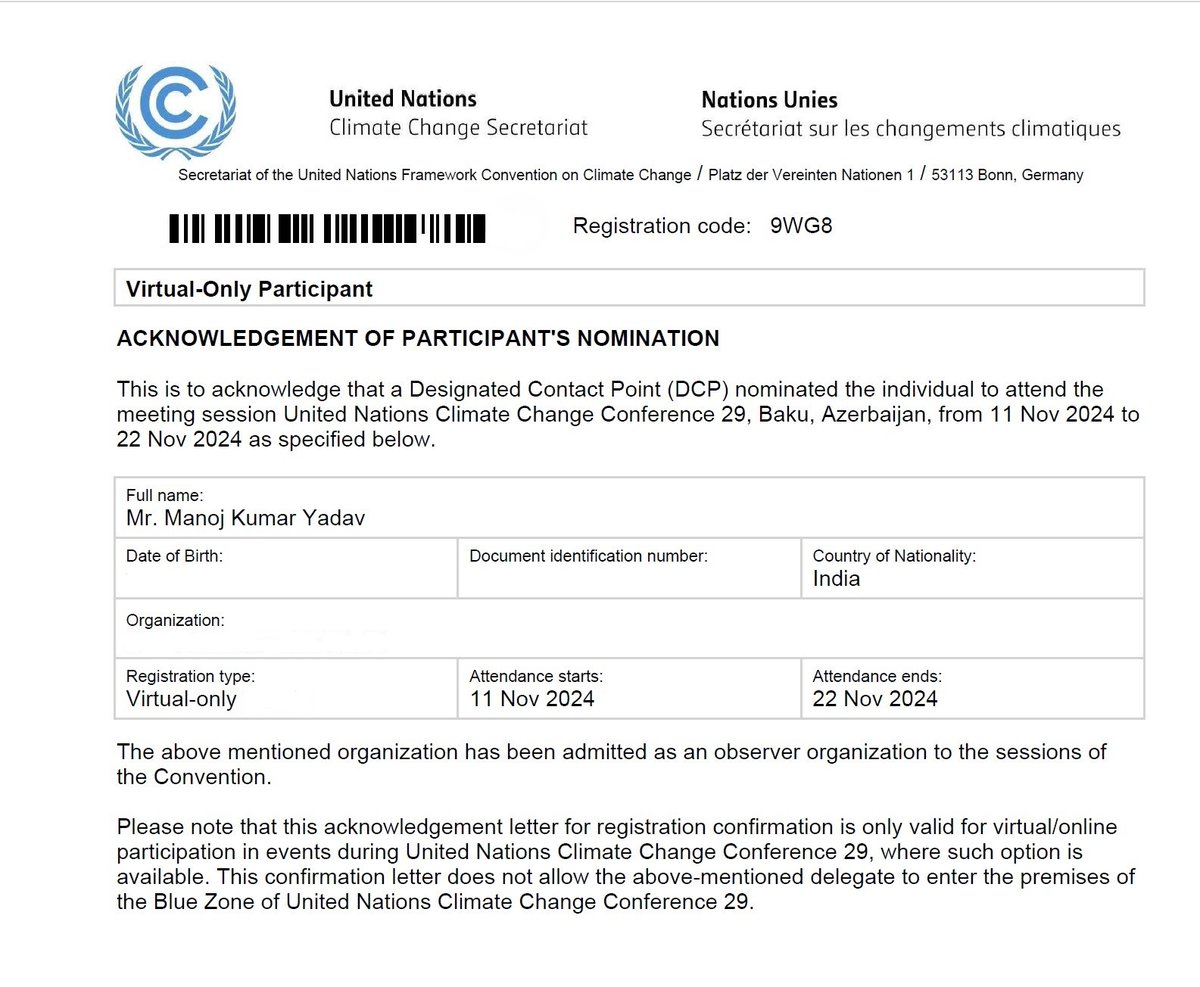Manoj_K_Yadav's tweet photo. Excited to be a @UNFCCC observer at #COP29 in Baku! 🇦🇿 Flashback to #COP23 in Bonn 🇩🇪 with @ShreyGoyal in 2017 - now diving deep into #ClimateFinance virtually 💻 with experts & fellow delegates. Keen to learn & contribute to a resilient future. Let's connect if climate finance is your jam, too! 🤝🌏 #UNFCCC #ClimateAction
