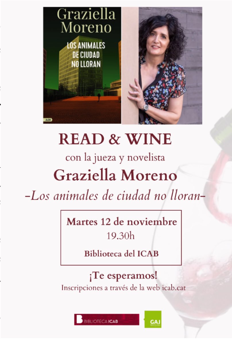 Esta tarde en la Biblioteca del Il.lustre Col.legi d’ Advocats de Barcelona, nos reunimos en club de lectura para hablar de “Los animales de ciudad no lloran” acompañados de un buen vino. ¿Se puede pedir más? <a href="/AdNovelas/">AdN</a> <a href="/ICABarcelona/">ICAB · Advocacia Barcelona</a>