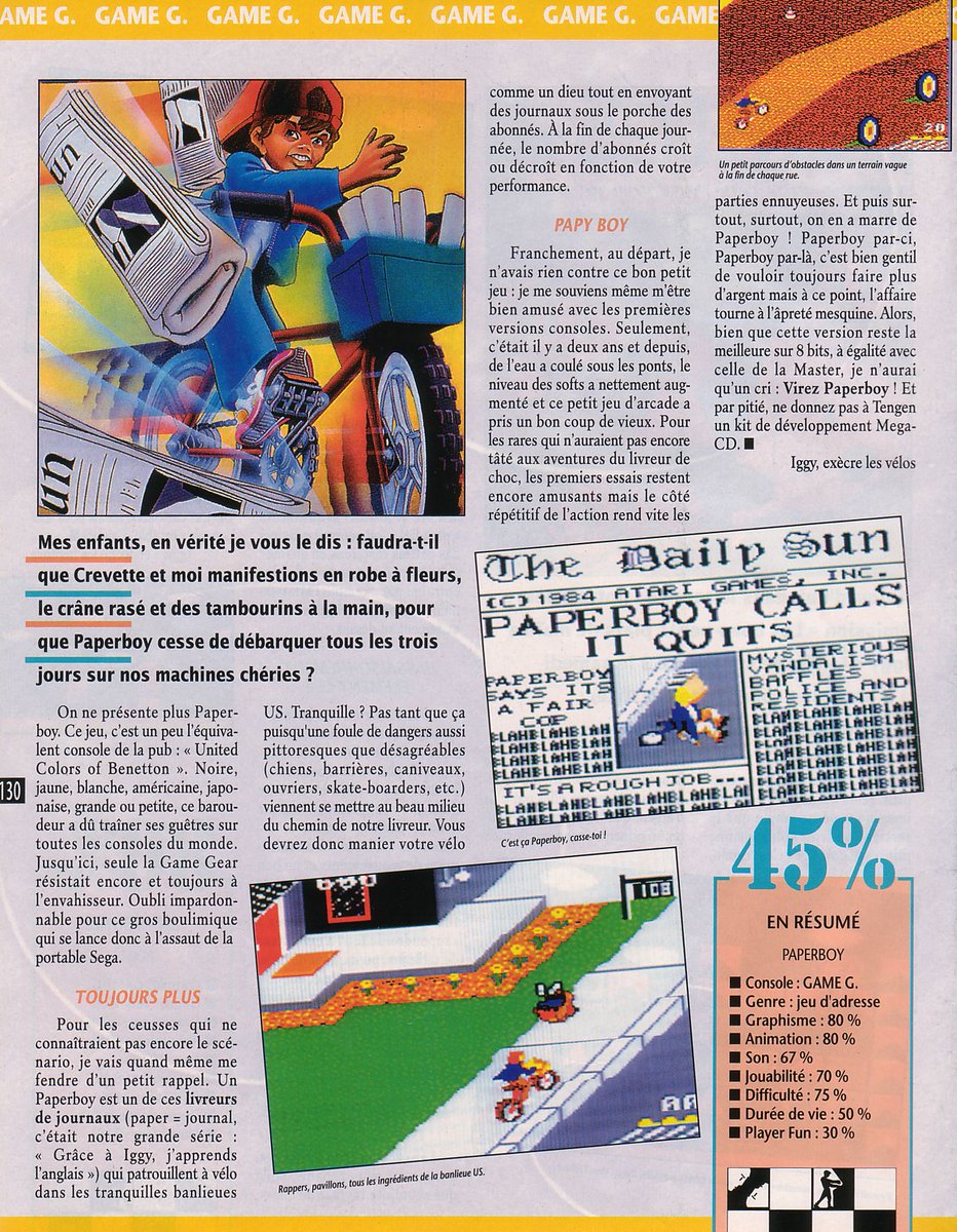AllmightoFranky's tweet photo. On termine pour aujourd'hui avec 2 test #GameGear,le classique #PaperBoy et #BatmanReturns!#HomeAlone sur #Megadrive et #PaperBoy2 sur la #NES!! A demain pour la suite et fin de ce numéro!! 5/5 https://t.co/wj05AHszLi