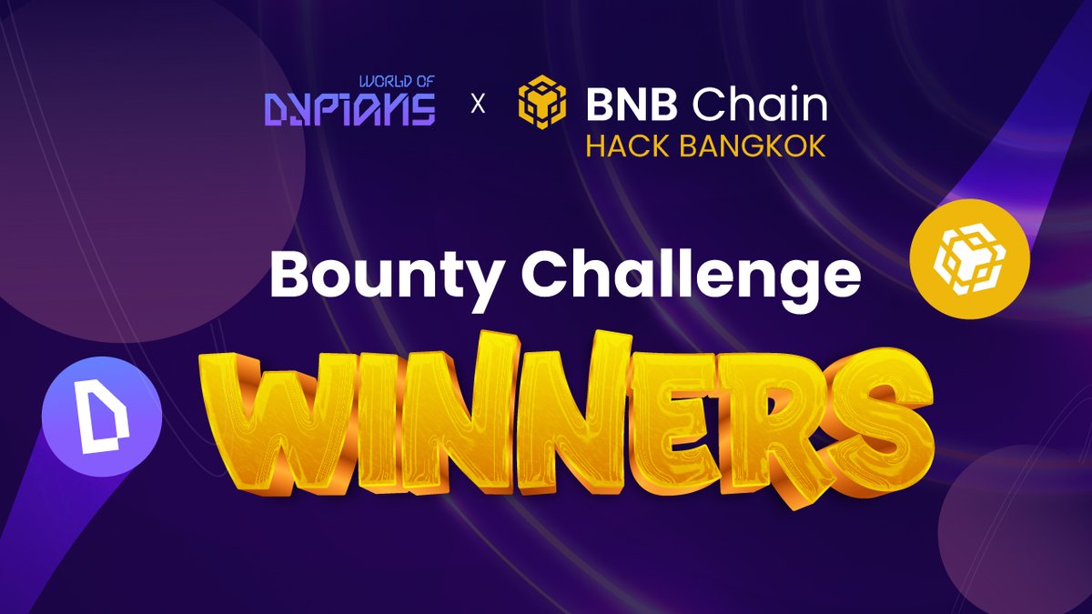 🎉 We’re happy to reveal the winning teams for the World of Dypians challenge at the <a href="/BNBCHAIN/">BNB Chain</a> Hack event! These teams showcased incredible talent and innovation in building solutions to elevate Web3 gaming.

Winning Teams:
- Anti-Sybil Dashboard
- GamePulse
- Dypians Stats