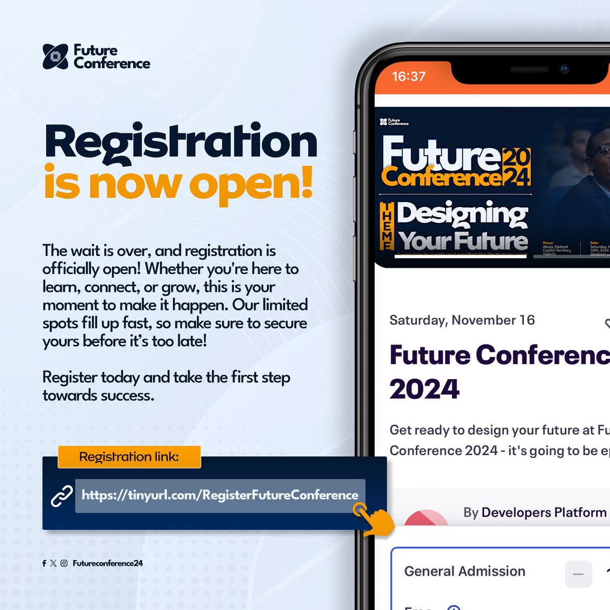 FutureCon24's tweet image. 4 Days to Go!
The future is getting closer! Just 4 days left to connect, learn, and be inspired by industry leaders. Get ready to take that bold step toward your dreams. Secure your spot – your journey starts here!
tinyurl.com/RegisterFuture…

#FutureConference2024 #4DaysLeft