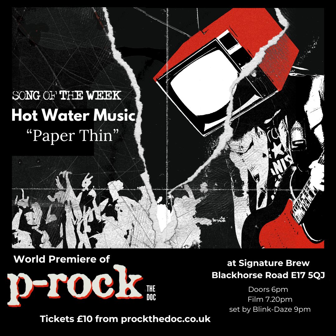 Its Tuesday and our Song of the Week is from Hot Water Music. And with just over 2 weeks until the World Premiere of P-Rock The Doc on November 28th @signaturebrew Blackhorse Road, tickets are still available at prockthedoc.co.uk #procktv #prockthedoc #punk #hotwatermusic