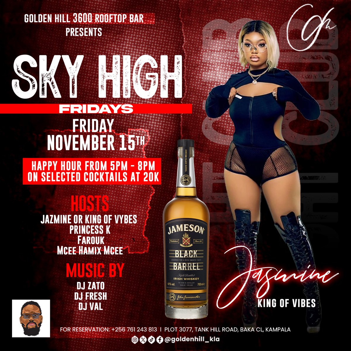 Goldenhillkla's tweet image. Get ready for Sky High Fridays at Golden Hill 360 rooftop bar🎉 Join us this Friday for an electrifying night with a lineup of top DJs, a lively MC, and incredible hosts.
#PartyInTheSky #TopDJs #UnforgettableVibes #WeekendReady #NightlifeExperience #GoldenHillRestaurant