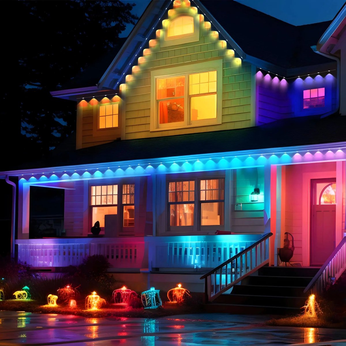 Imagine returning home as the sun dips below the horizon. Your house, adorned with permanent lights, stands out like a welcoming beacon in the encroaching darkness.#permanentlights