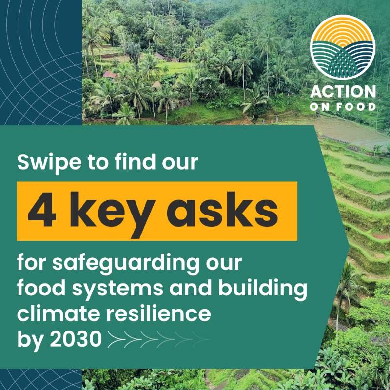 EITFood's tweet photo. Change is not happening fast enough.⏳ 

This year at #COP29, we’re coming together as ONE #FoodSystems community with over 300 actors at @‌ActionOnFood, making bold calls for urgent action on food for people &amp; planet. 🌍✊🌱

Explore the full programme: https://t.co/wxZzsQyaVt