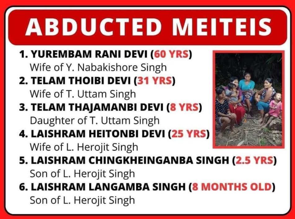 In a heartbreaking incident, ten innocent people were abducted yesterday in Jiribam by #KukiZoNarcoterrorist. Among the victims, four men were tragically found burned, while three women and three children remain in captivity, feared to be dead. This senseless act has left people