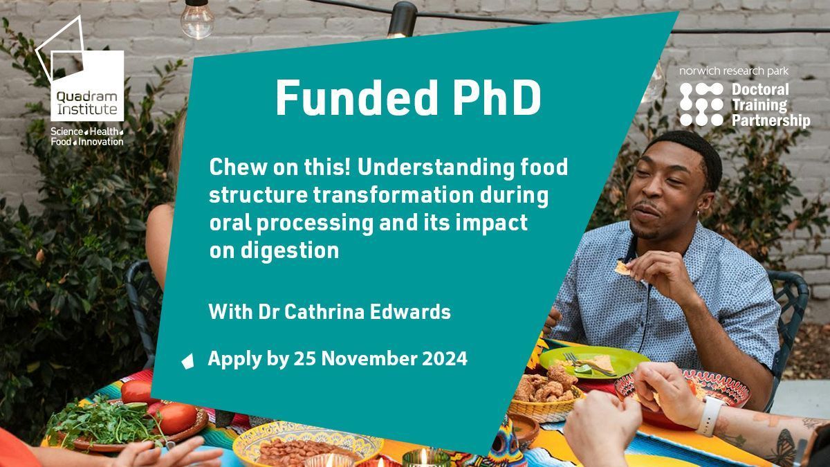 🎓  <a href="/NRPBIODTP/">NRPDTP</a> PhD Opportunity! 

🍽️  Chew on this! Understanding food structure transformation during oral processing and its impact on digestion with <a href="/lab_edwards/">Edwards_lab</a>

🗓️ Apply by Monday 25 November 2024
➡️buff.ly/4dWQerA