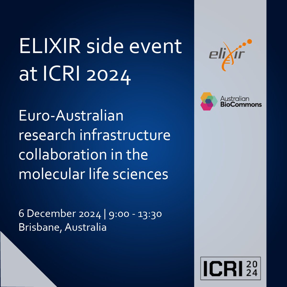 ELIXIR Europe (@elixireurope) on Twitter photo 📣 Join ELIXIR for a side event at #ICRI2024.
Collaborating with <a href="/AusBiocommons/">Australian BioCommons</a> 🙌, we will give insight into the partnership between Australian BioCommons and ELIXIR.
📆 6 December 2024 | 🕘 9:00 - 13:00 | 🇦🇺 Brisbane, Australia
More information 👉 loom.ly/TRWs1HA 📣 Join ELIXIR for a side event at #ICRI2024.
Collaborating with <a href="/AusBiocommons/">Australian BioCommons</a> 🙌, we will give insight into the partnership between Australian BioCommons and ELIXIR.
📆 6 December 2024 | 🕘 9:00 - 13:00 | 🇦🇺 Brisbane, Australia
More information 👉 loom.ly/TRWs1HA