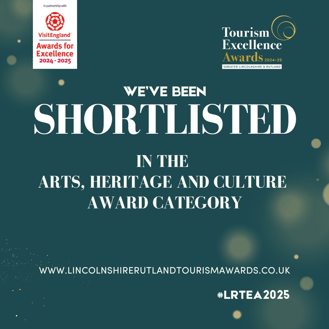 2021VisualArts's tweet image. 🥳We are thrilled to announce that we’ve been shortlisted for the Greater Lincolnshire and Rutland Tourism Excellence Awards 2024-2025 in the Arts, Heritage, and Culture category!

#LRTEA2025 #Shortlisted #VisitEngland #NorthLincs