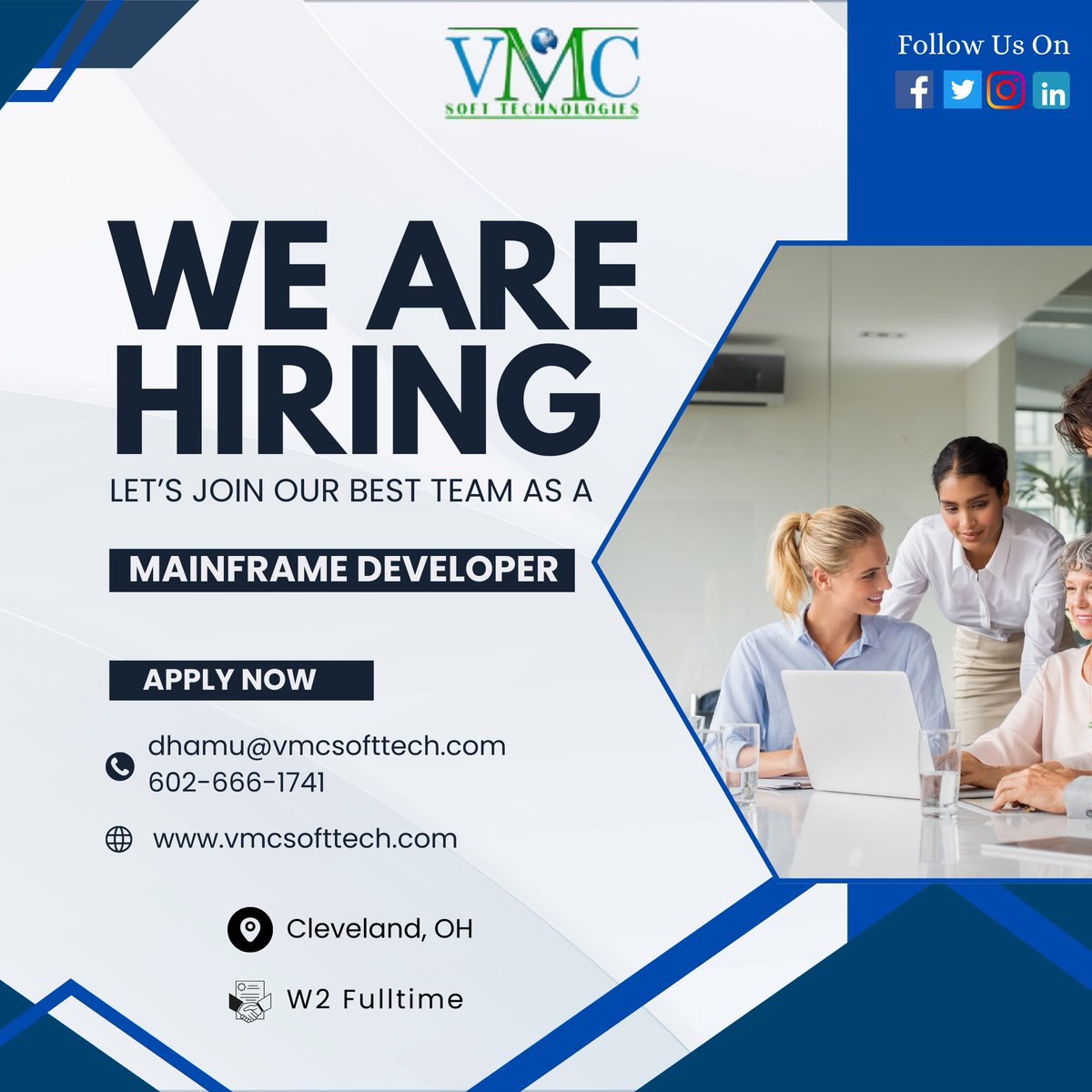 vmc_softtech's tweet image. VMC Soft Technologies looking for a Mainframe Developer in Cleveland, OH
Job Title: Mainframe Developer
Location: Cleveland, OH
Contract: W2 Contract
For more details: dhamu@vmcsofttech.com/ 602-666-1741
Apply Now: vmcsofttech.com/careers/
#mainframedeveloper #mainframejobs