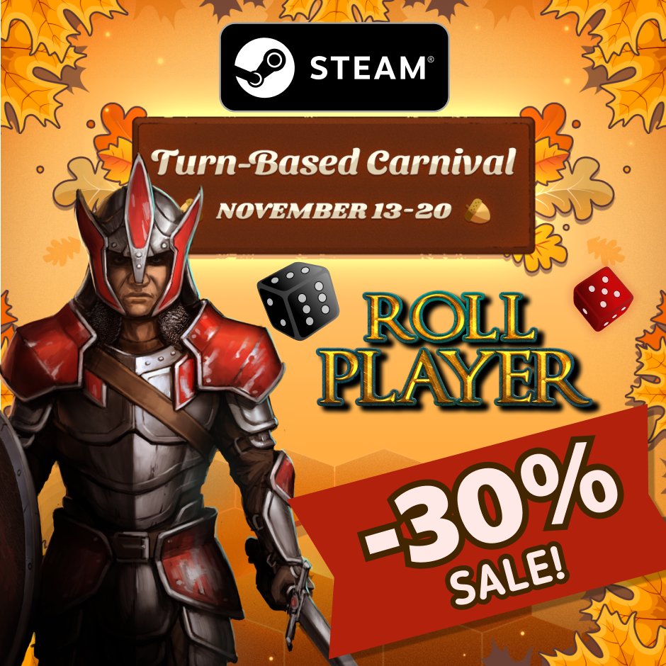 MipmapDigitalBG's tweet photo. 🎉Turn-Based Carnival has started on Steam and Roll Player is participating with 30% off! 🎲It’s the perfect time to dive into turn-based strategy and explore other amazing games in the genre. Enjoy the carnival!
@thunderworksgam #TurnBasedCarnival
#rollplayer #boardgames https://t.co/MGvr2BtirD