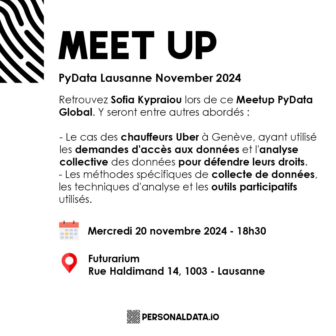PersonalData.IO (@personaldataio) on Twitter photo 👋A vos agendas !
Retrouvez <a href="/SofiaKypraiou/">Sofia Kypraiou</a> lors de ce Meetup !
Il y sera exploré comment l'analyse de données peut servir d'outil puissant pour l'enseignement et la recherche, en utilisant la plateforme Digipower.academy.
🔗meetup.com/pydata-lausann…
#dataprivacy #Uber 👋A vos agendas !
Retrouvez <a href="/SofiaKypraiou/">Sofia Kypraiou</a> lors de ce Meetup !
Il y sera exploré comment l'analyse de données peut servir d'outil puissant pour l'enseignement et la recherche, en utilisant la plateforme Digipower.academy.
🔗meetup.com/pydata-lausann…
#dataprivacy #Uber