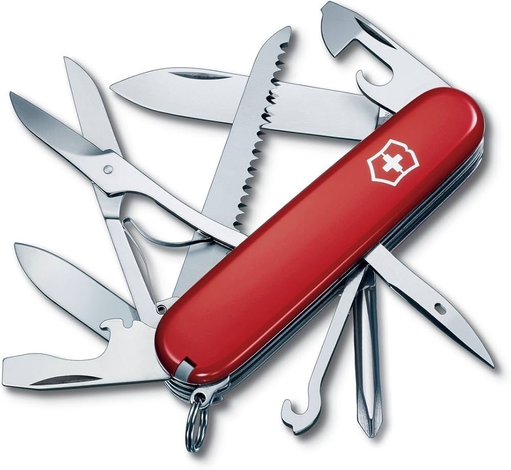 RotharTrex's tweet photo. @prince4_shadow @Forge_Draws Its the Victorinox logo, the original swiss army knife manufacturer, not the red cross. 
All though i'll admit, if the company wasn't from 1884 and had the logo since there probably would be some "cease and desist" thing going on. https://t.co/lQMBZ2TpEk