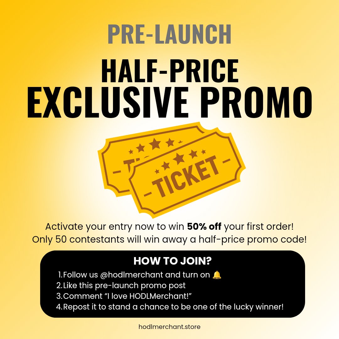 HODLMerchant_'s tweet photo. HODLMerchant, the biggest crypto store merchandise store will be launched on 18 November at 0000hrs (GMT+8). From now till 18 November, follow the steps in this post to stand a chance to win a whopping 50% off your first order. https://t.co/5dMEYqDueA