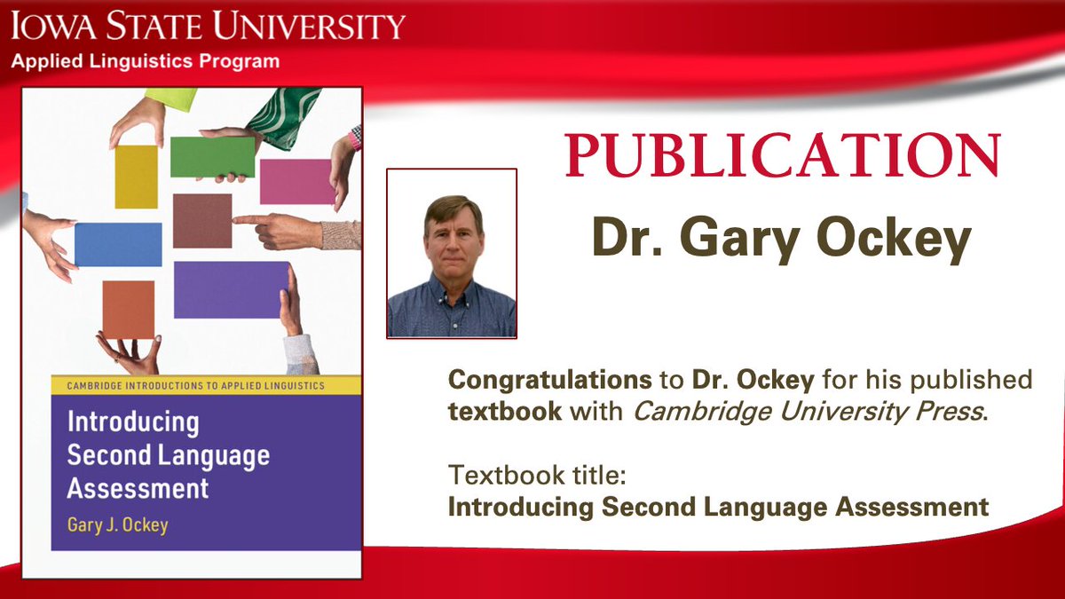 ISU App. Linguistics (@apling_iastate) on Twitter photo ๐ Congrats to Dr. Gary Ockey! ๐
Weโre excited to celebrate Dr. <a href="/GaryOckey/">Gary Ockey</a> 's new textbook: ๐ธ๐๐๐๐๐๐๐๐๐๐ ๐๐๐๐๐๐ ๐ป๐๐๐๐๐๐๐ ๐ฐ๐๐๐๐๐๐๐๐๐, published by <a href="/CambUP_LangLing/">CUP Linguistics</a> !
Available here: cup.org/4fkG0CD ๐ Congrats to Dr. Gary Ockey! ๐
Weโre excited to celebrate Dr. <a href="/GaryOckey/">Gary Ockey</a> 's new textbook: ๐ธ๐๐๐๐๐๐๐๐๐๐ ๐๐๐๐๐๐ ๐ป๐๐๐๐๐๐๐ ๐ฐ๐๐๐๐๐๐๐๐๐, published by <a href="/CambUP_LangLing/">CUP Linguistics</a> !
Available here: cup.org/4fkG0CD
