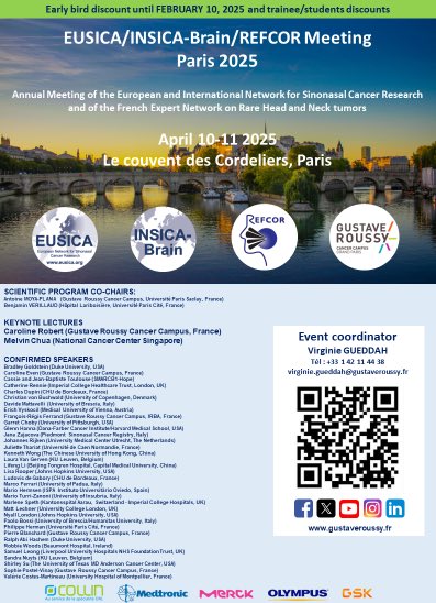 GorphePhilippe's tweet image. You treat #sinonasal #cancers ?
Lets meet on April 2025, 10-11, at Les Cordeliers, Paris !