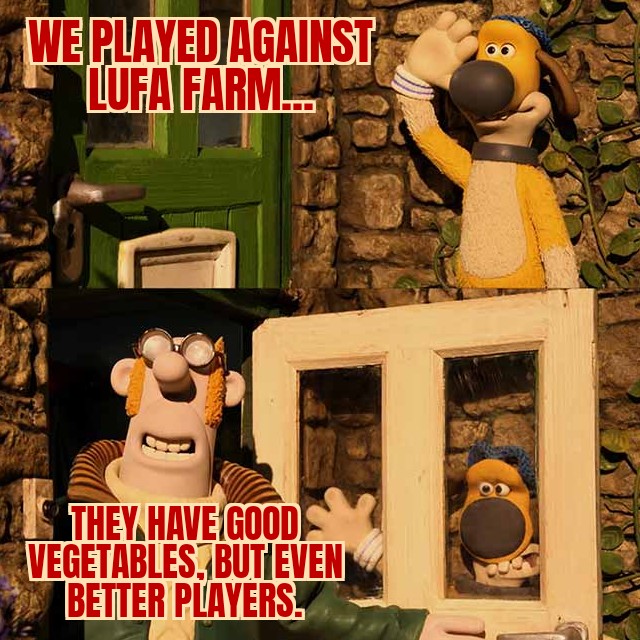 We played against <a href="/lufafarms/">Les Fermes Lufa</a> and we lost 5-2.

Well done guys ! There will be lamb on the menu next week I guess 😂
