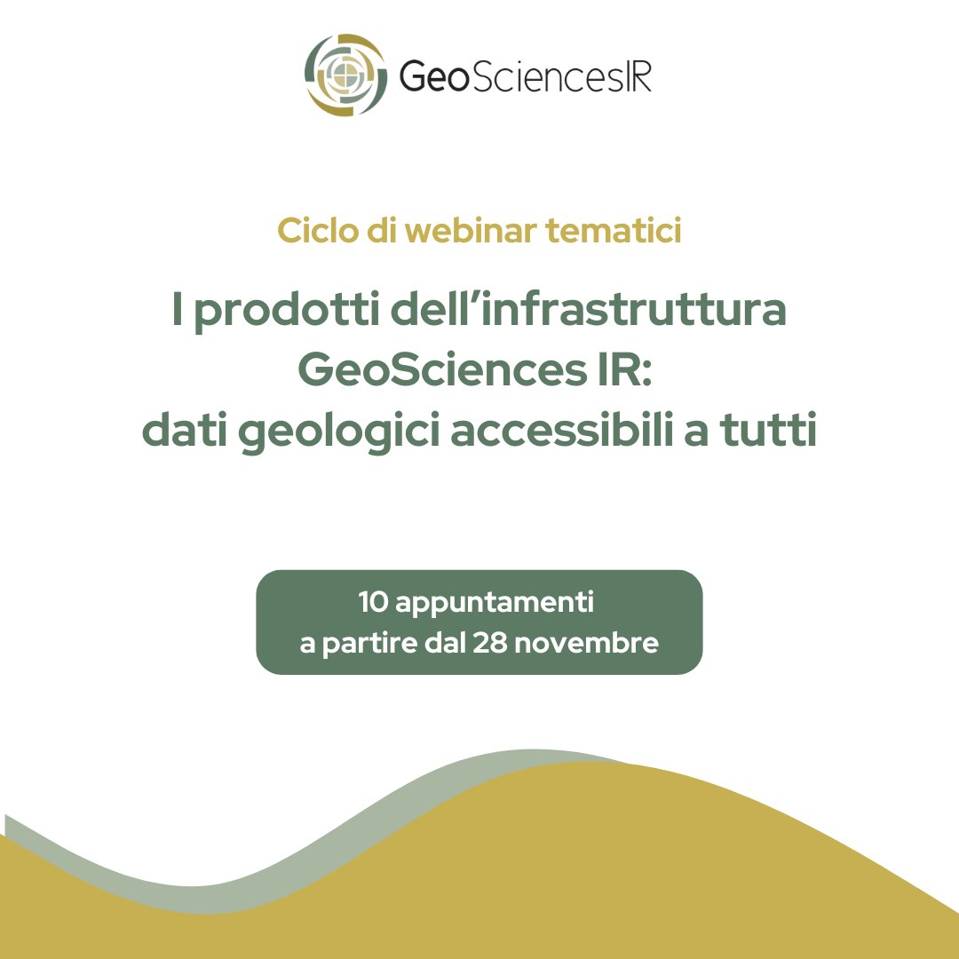 🎙️ Ciclo di #webinar “I prodotti dell’infrastruttura <a href="/geosciencesir/">GeoSciences IR</a>: dati geologici accessibili a tutti”
🗓️ 10 appuntamenti dal 28/11
I partecipanti potranno scoprire gli strumenti di #GeoSciencesIR ed esprimere in tempo reale il proprio feedback.
➡️bit.ly/webinargeoscie…