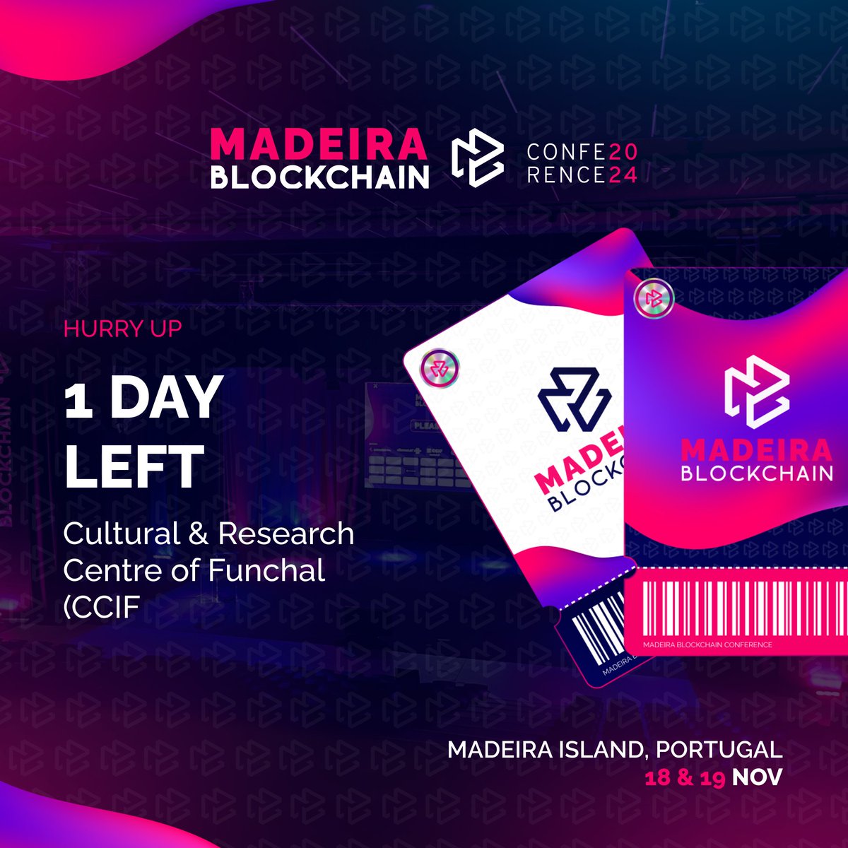 madeirachain's tweet photo. 📢 The Madeira Blockchain Conference 2024 is happening TOMORROW! 🔥

📅 18 &amp; 19 November
🎟️ 30€

🔥 Hurry up! You can still secure your place! 🔥
https://t.co/MrAQfiaa6F 🎟️

#blockchain #technology #innovation #conference #mbc24 #yacooba #techscience #business #networking #web3 https://t.co/9EspJM6RwR