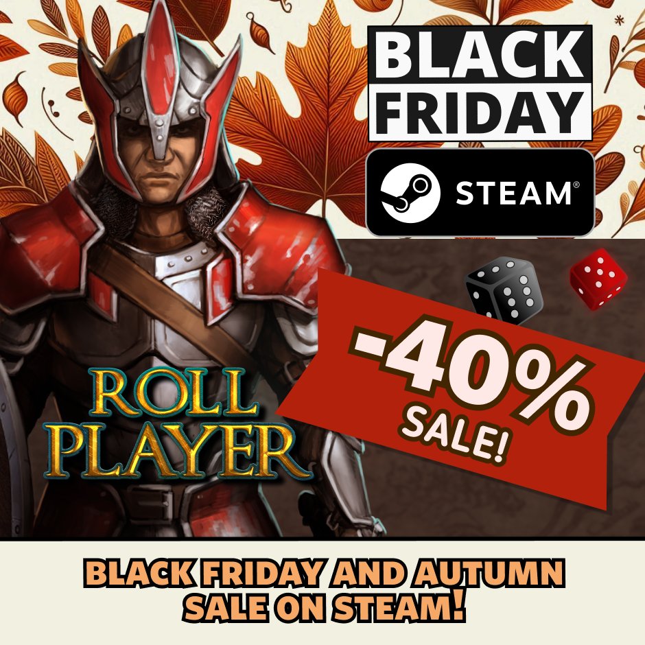 MipmapDigitalBG's tweet photo. 🍂Steam Autumn Sale is here! 🍂 Roll Player is 40% off on Steam!🎲It’s the perfect time to dive into this character-building, strategy-packed game. Don’t miss out—get it now before the sale ends!
@thunderworksgam #rollplayer #boardgames #boardgamegeek #bggcommunity #bgg #tabletop https://t.co/bkGetFwEcH