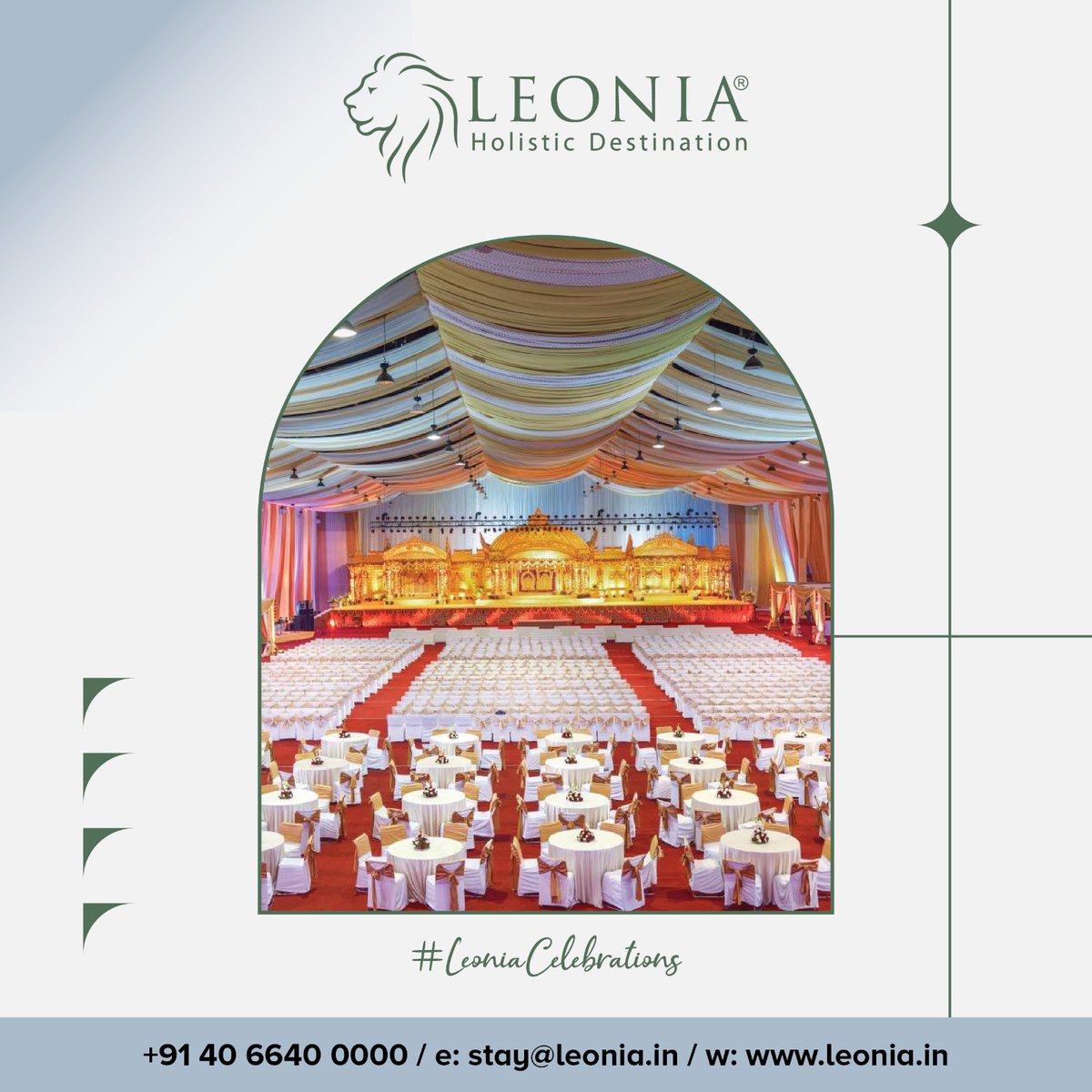 From grand events to cozy gatherings, Leonia has the perfect setting for every occasion. ✨ Plan your event with elegance and style. Contact us today to make your special day a reality at Leonia

#EventSpaces #LeoniaCelebrations #DreamWedding #EventVenueHyderabad