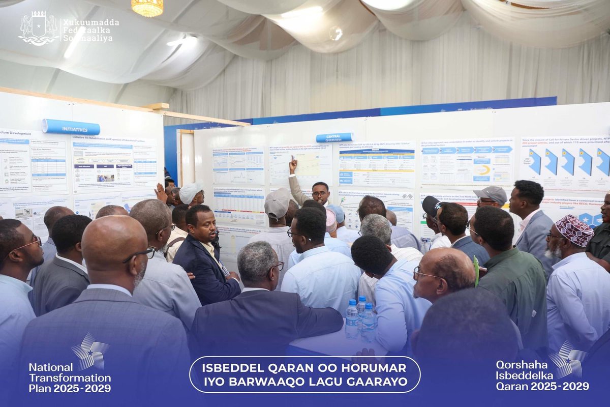NTPSomalia's tweet photo. The Somali business community is showing strong interest in the National Transformation Plan’s investment opportunities With pledges in agriculture, livestock, fishing, and infrastructure, these commitments are set to boost the economy and create jobs for youth. #SomaliaNTP https://t.co/zlaFwatb50