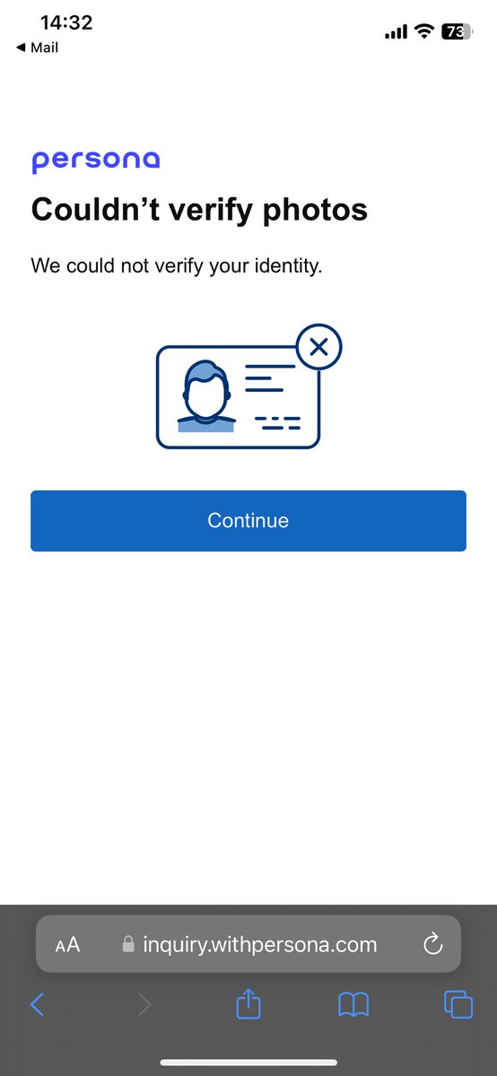 ahamedkazi52's tweet photo. I tried verifying with my PAN Card and Passport using Persona but it was unsuccessful @LinkedInHelp . As the ID was definitely hacked/violated the verification will always give an error. Attaching the screenshot of persona.
Please respond #linkedIn #linkedInhelp
#irresponsive https://t.co/P71ZFDfUjD