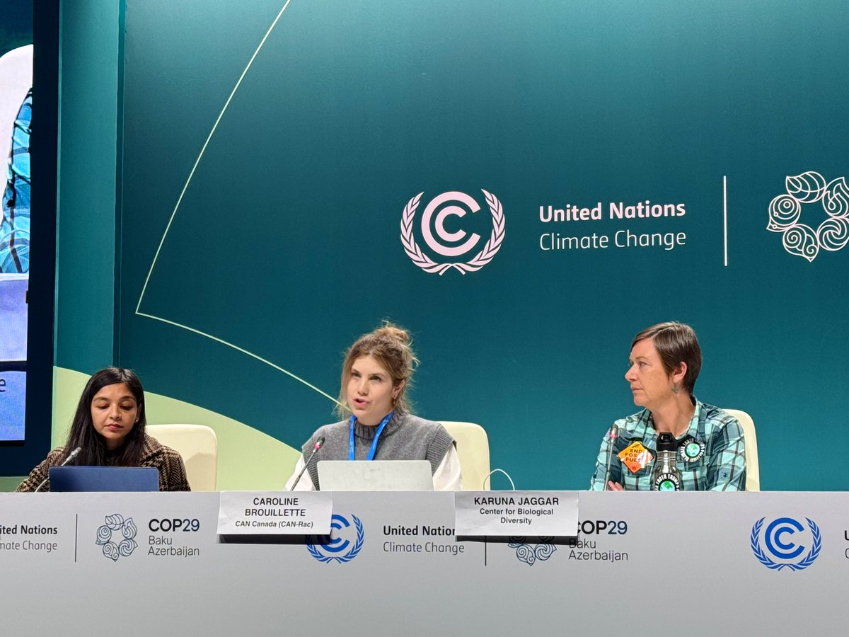 Collin Rees (@collinrees) on Twitter photo “Canada, USA, UK, Norway + Australia can’t talk about a ‘just energy transition’ while continuing to expand fossil fuels. It’s climate hypocrisy + it simply doesn’t work.”
– <a href="/carobrouillette/">Caroline Brouillette</a> of <a href="/CANRacCanada/">CAN-Rac Canada</a> at #COP29 on need for global #PlanetWreckers to #PayUp for a transition “Canada, USA, UK, Norway + Australia can’t talk about a ‘just energy transition’ while continuing to expand fossil fuels. It’s climate hypocrisy + it simply doesn’t work.”
– <a href="/carobrouillette/">Caroline Brouillette</a> of <a href="/CANRacCanada/">CAN-Rac Canada</a> at #COP29 on need for global #PlanetWreckers to #PayUp for a transition